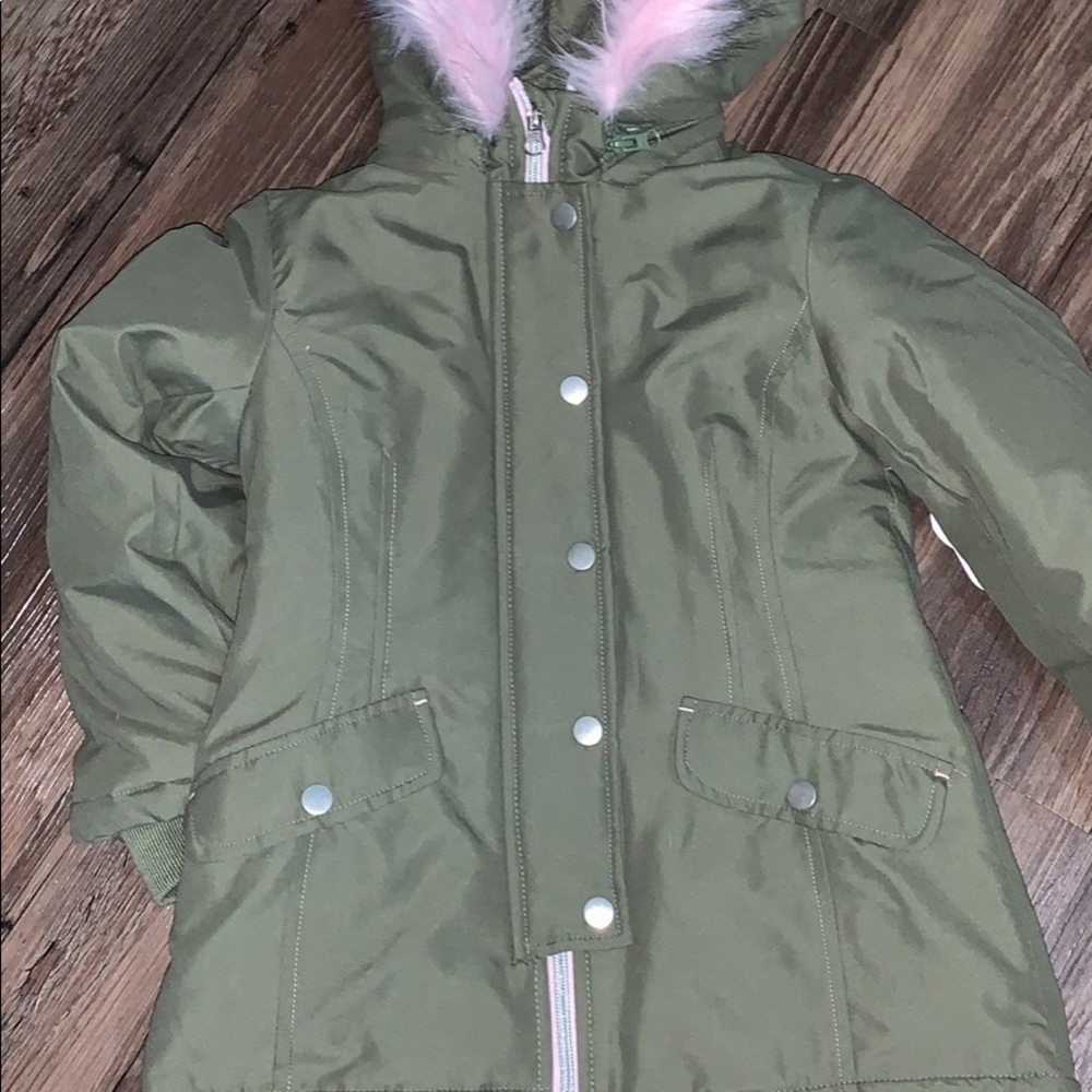 Girls jacket xs size 4-5 parka jacket green